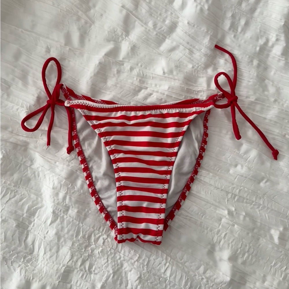 Roxy Red and White Striped Bikini Bottom